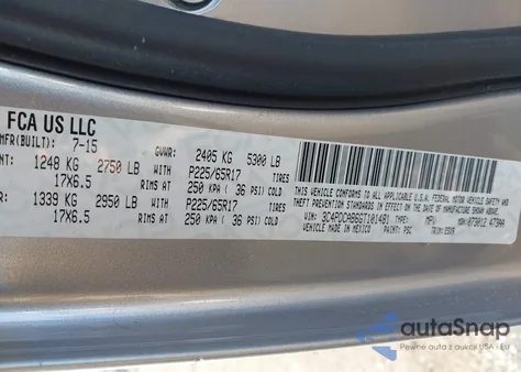 2016 Dodge Journey Se из США, поврежденный, VIN 3C4PDCAB6GT101481